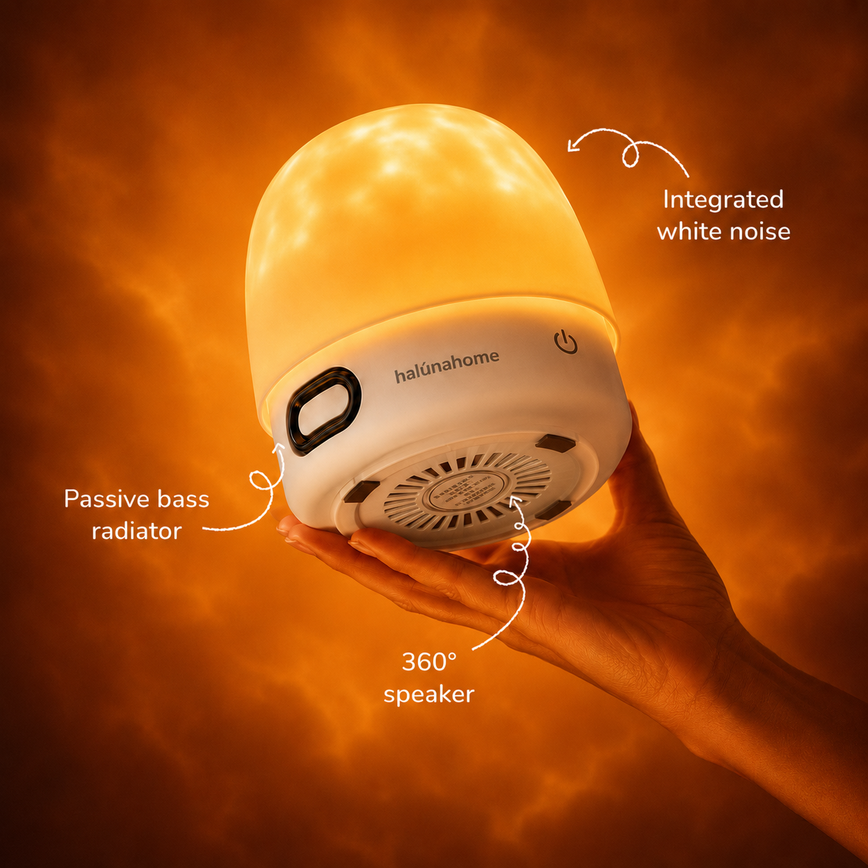 Haluna CalmWave™ — Ambient Night Light & White Noise Machine